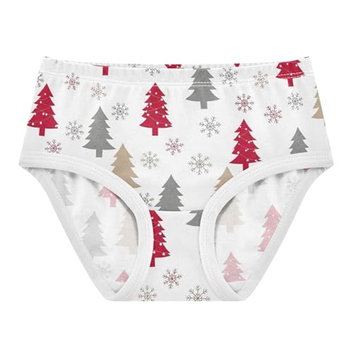 Fun Print Toddler Girls Underwear 2t Cotton Panties for Girl Christmas Trees Red Xmas Briefs Undies Kids