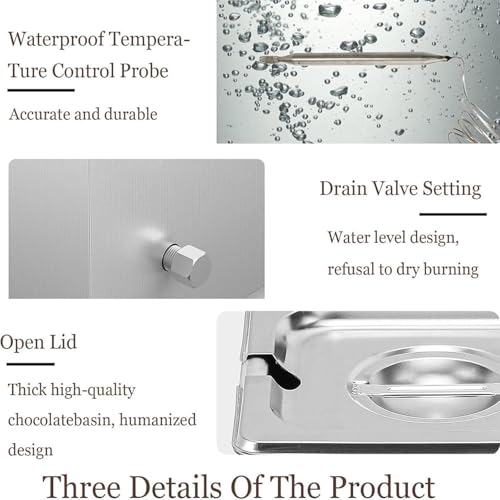 Stainless Steel Chocolate Warmer,Chocolate Melter, Chocolate Melting Pot,with TEMP Control,Stainless Steel Electric Commercial Chocolate Warmer and Melter(220V,2tank)