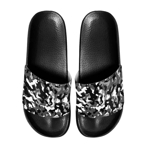 Slides Sandals for Mens Father Classic Quick Drying Slip On Shower Shoes for Indoor Outdoor Size 5-14 Black Sole