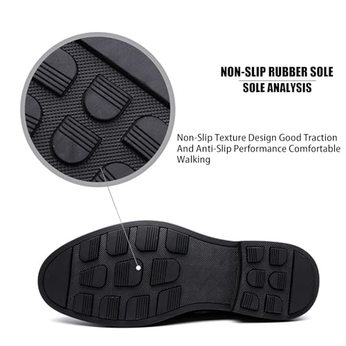 Men's Leather Low Heel Penny Loafer Classic Round Toe Handmade Slip on Business Oxford Shoes for Driving Office Work Dress Shoes3