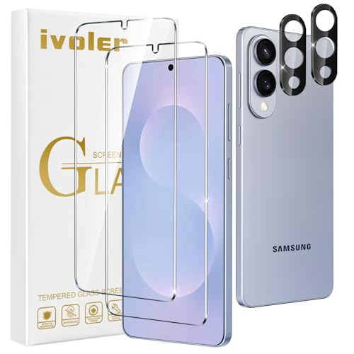 ivoler 4 Piezas Protector de Pantalla para Samsung Galaxy S25 Edge 5G con 2 Piezas Protector de Lente de Cámara, Cristal Vidrio Templado Anti Arañazos, 9H Dureza, Ultra HD