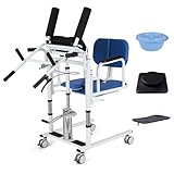 Sedia sollevatrice 5 in 1: Combina letto idraulico + sedia igienica + sedia a rotelle + sgabello doccia + tavolo. Questo Sollevatore idraulico per pazienti e Sedia da Trasferimento Idraulico Portatile risolve tutte le esigenze di trasferimento con telaio sedile divisibile a 180°.