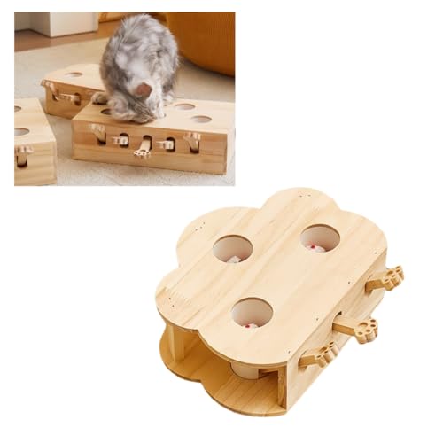 猫じゃらし付き 木製 モグラ叩き 猫 おもちゃ お洒落 ネコ ねこのおもちゃ 厳選木材使用 安全素材 ぬいぐるみ 穴の設計 ペット マウス ネズミ ねこじゃらし 知育玩具 自分で遊ぶ好奇心をくすぐる もぐらたたき 運動不足 ストレス解消 (無垢材,3つの穴
