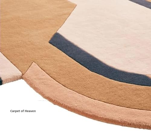 Image of Irregular Shape Handmade Woolen Carpet Multi Colour Size 6x8 feet