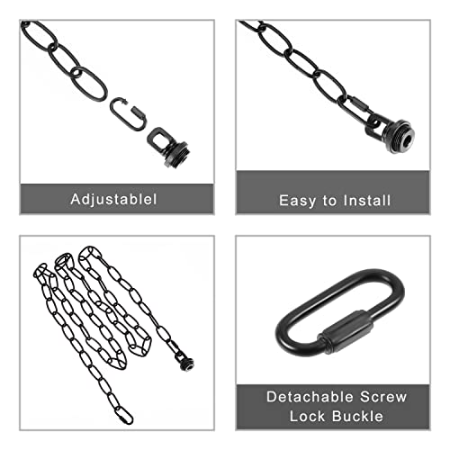Image of Canomo Pendant Light Fixture Chain Adjustable Lighting Hanging Chain with Connection Locks for Chandelier, Plants Supports to 50LB (Black, 12 feet)