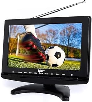 Tyler TTV706 10” Portable Widescreen 1080P LCD TV with Detachable Antennas, HDMI, USB, RCA, FM Radio, Built in Digital Tuner, AV Inputs, AC/DC, (3) Antennas, and Remote Control