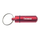 Idée cadeau Porte-clés - Étui à pilules - Avec nom - Thomas - Médicament - Étui d\'identité, rouge x, taille unique