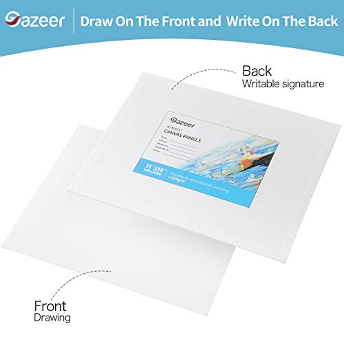 Gazeer Super Value 16Pcs Canvas Panels Artist Painting Canvas Panels - 11x14 Inch - 8 Oz. Canvas Boards for Oil & Acrylic Painting