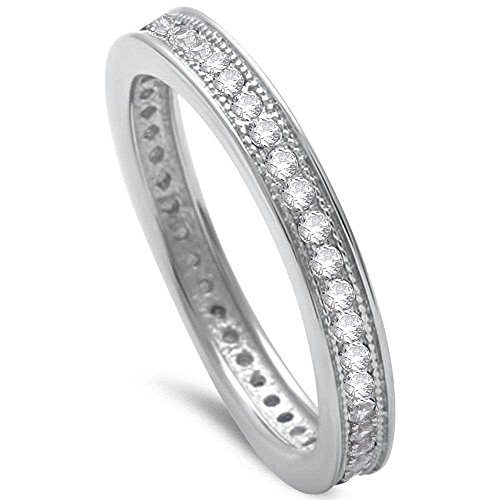 Oxford Diamond Co Cubic Zirconia Stackable Band .925 Sterling Silver Ring Sizes 8