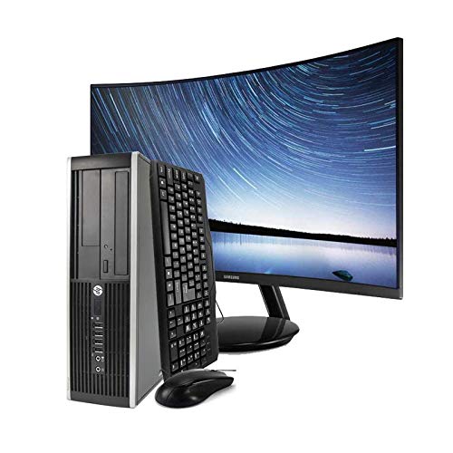 HP Elite 8200 Sff - Ordenador de sobremesa + Pantalla Curva 24in (Intel Core I5-2400 Quad Core, 4GB RAM,HDD de 250 GB, DVD, COA Windows 10 Home Original) Negro (Reacondicionado)