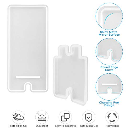 Mobile Phone Stand Resin Molds, Phone Holder Silicone Mold Set for Resin Cell Phone Epoxy Resin Molds Portable DIY Craft Phone Bracket Table Home Office