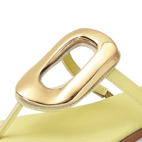 Image of Wnshonzy Flip-Flops for Women Thong Sandals Flat Slip on Slides Beach Comfort Open Square Toe Ladies Slipper Dressy Metal Hardware Decoration Summer Shoes Casual Fashion
