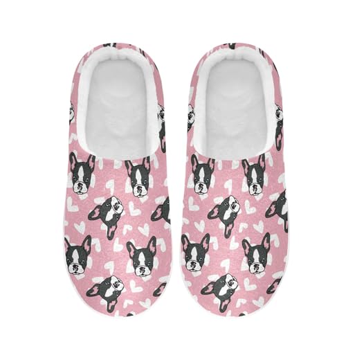 PAQGSREM Graziose pantofole a forma di bulldog francese, comode pantofole in memory foam, calde, antiscivolo, per donne e uomini, pantofole per famiglie, Grazioso bulldog francese., 4 UK Men/ 6 UK