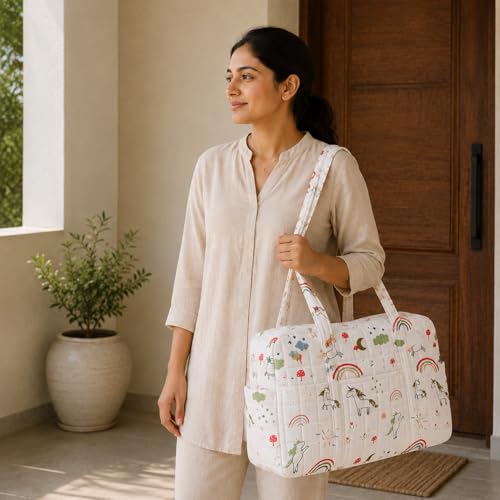 Image of MOM'S HOME New born Baby Organic cotton Travel Bag- Diaper Multipurpose Carry bags for Mothers | Pack -1 |