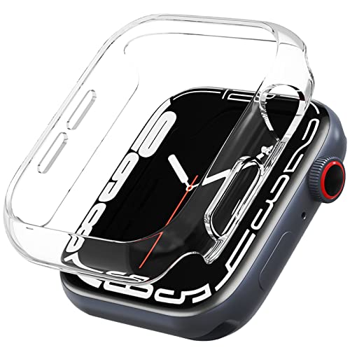 Miimall Compatible Apple Watch 41mm Case All-Around Protective Frame Lightweight Shockproof Hard PC Protector Frame Case for Apple Watch 41mm Series 7(Clear)