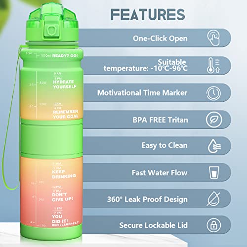 Lunidry Trinkflasche - Tritan BPA Frei Wasserflasche Kinder, 1L/500ml Kohlensäure Geeignet Auslaufsicher Sport Trinkflasche mit… – Ansicht 3