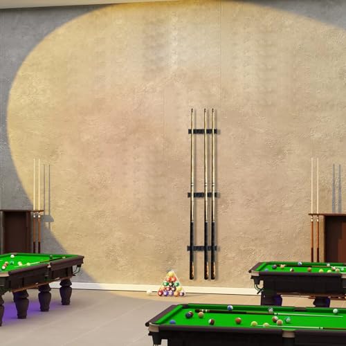 Support mural adhésif pour queues de billard à 4 emplacements de rangement stable