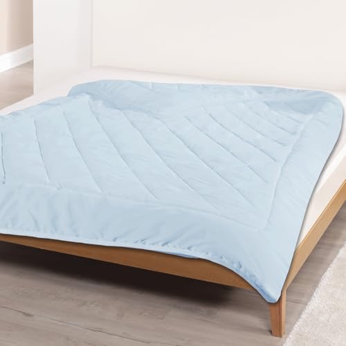 Delindo Lifestyle Bettdecke 135x200 cm, blau, Leicht zu pflegen, Steppdecke Dream Colour, Sommer dünn leicht, Oeko-TEX Standard 100, Allergiker geeignet