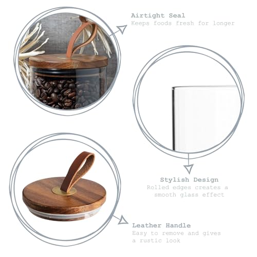 Argon Tableware Scandi Storage Jars with Leather Loop Lids - 750ml - 3 Pack - Modern Round Organisation Container Glass Jar for Kitchens, Pantry, Bathrooms, Utility Rooms - Cosy Home Interiors Argon Tableware Scandi Storage Jars with Leather Loop Lids - 750ml - 3 Pack - Modern Round Organisation Container Glass Jar for Kitchens, Pantry, Bathrooms, Utility Rooms - Image 2