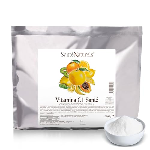 Acido Ascorbico 1kg ● Vitamina C in Polvere Pura Fine e Idrosolubile ● Integratore Alimentare Naturale ● No Ogm, No Lattosio, No Glutine ● Adatto ai Vegani