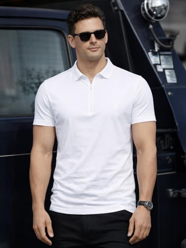 Image of Veirdo Men's Regular Fit Interlock Polo T-Shirt, Cotton Fabric, Half Sleeves,Stylish Collared Neck, Perfect for Casual and Office Wear, Soft, Comfortable (S-2XL)