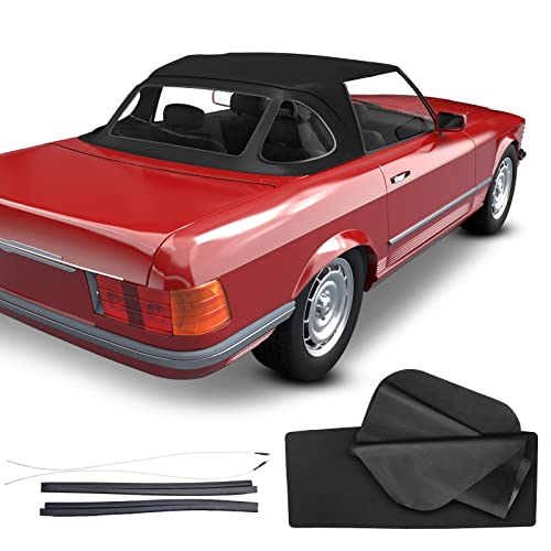A-Premium Black Convertible Soft Top with Clear Plastic Window Compatible with Mercedes-Benz R107 Series 380SL 1981-1985 450SL 1975-1980 560SL 1986-1989