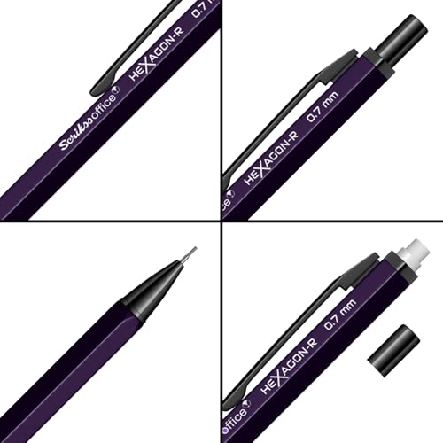 Image of Scrikss 0.7 mm Cute Aesthetic Mechanical Clutch Lead Pen Pencil | for Drafting Sketching Drawing | Dark Purple Penpencil | Hexagon-R