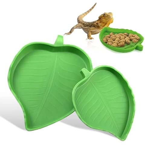 Hi.FANCY Leaf-Shaped Plastic Reptile Feeding Dish, 2 Sizes, Easy to Clean, Suitable for Tortoises, Lizards, Hamsters, Snakes Cover