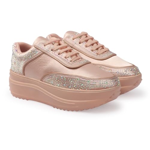 Image of Vendoz Women Wedding Party Bridal Glittery Embellished Sneakers 4041
