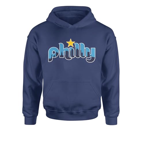 The Pxv Youth Hoodie Skyline Philly Philadelphia Medium Navy Blue