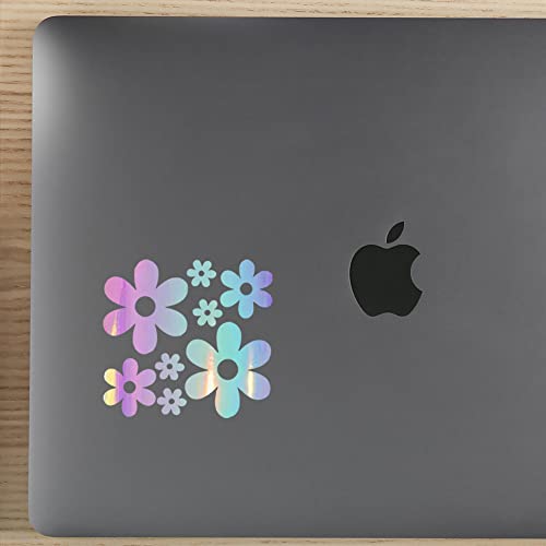 Image of Groovy Daisy Flower (Holographic Opal Purple) (Set of 2) Premium Waterproof Vinyl Decal Stickers Laptop Phone Accessory Helmet Car Window Bumper Mug Tuber Cup Door Wall Decoration