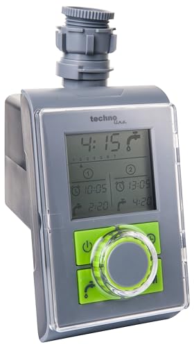 Technoline WZ 1000 Bewässerungscomputer – Automatischer Wassercomputer für Garten, 2 Programme, LCD Display, Timer & Intervallsteuerung, manuelle Bewässerung, Anschluss G1 & G3/4, batteriebetrieben