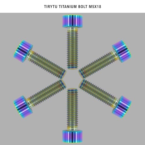 Image of Titanium Bolts M5x18, Rainbow, 6PC | Lightweight Hex Socket Screws, MTB /Road Bike /Motorcycle, Corrosion Resistant, Marine Grade Fasteners