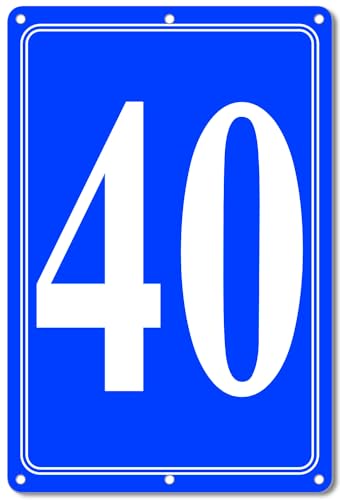 Image of Premium Aluminum Number Signs 40, Metal 12 inch X 8 inch Blue Numbered Signs Outdoor for Parking Lots, Floor, Dock, Court, Aisle, Field, High Visibility, No Fade, Weather-resistant