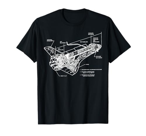 Space Shuttle Spacecraft Retro Diagram Design Blueprint Gift T-Shirt