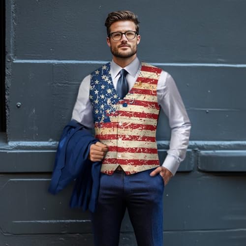 Suit Vest Jacket for Men Business Suit Blazer with Adjustable Back Strap and 4 Botton S-4XL4