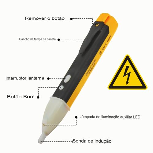 Kit 2 Caneta Teste Detector Tensão Voltagem Chave Voltímetro Alerta Sonoro e Visual Profissional