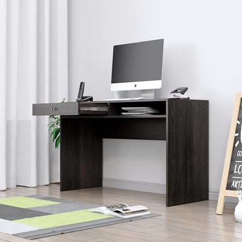 Image of Bniture Wooden Study Table for Home | Engineered Wood Study Table with Storage Shelf & Drawer | Multi Purpose Computer Desk for Writing & Study | Laptop Table for Study Room & Office | Flower Wenge
