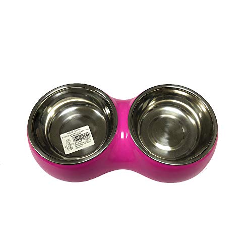 Palucart Gamelle en métal et PVC pour Chiens et Chats Fuchsia Facilement Lavable
