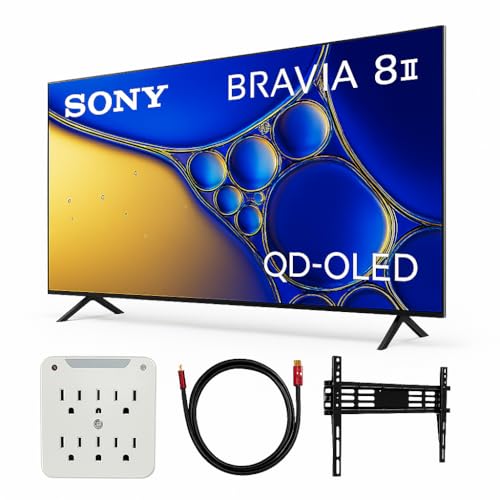 Sony K55XR80M2 BRAVIA 8 II 55 Inch Class QD‑OLED 4K HDR Smart Google TV (2025) Bundle with Deco...