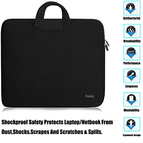 Laptop Sleeve Bag 15.6 Inch, Durable Slim Briefcase Handle Bag & With Two Extra Pockets,Notebook Computer Protective Case For 15 15.6 Inch Hp, Dell, Acer, Asus, Chromebook, Ultrabook, Black #TOP5