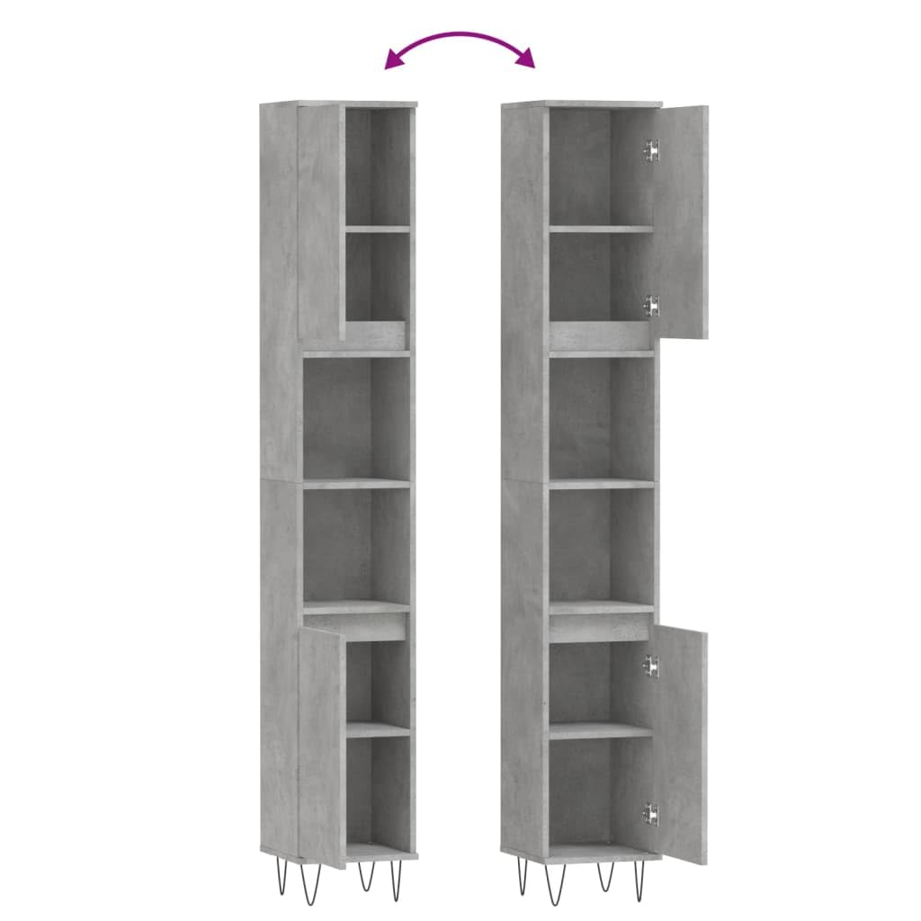 vidaXL Badkamerkast 32x34x188,5 cm bewerkt hout wit, badkamer kast, opbergoplossing, kastje, badkamerkastje, kast, hoge kast, badkamer kasten