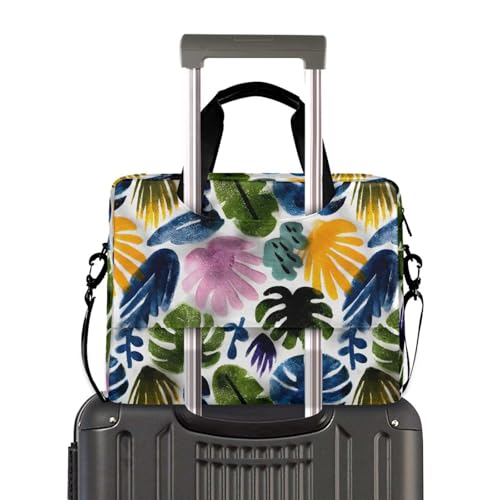 Bolso para portátil con estampado de hojas y múltiples bolsillos miniatura 4
