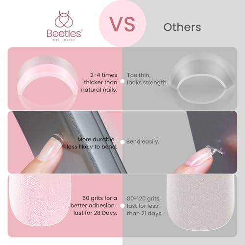 Image of Beetles Extra Short Square Nail Tips: 576PCS 12 Sizes XS Short Square Half Matte Clear False Acrylic Press on Nails Tips Pre-Shape Full Cover Nail Tips Nail Extension DIY