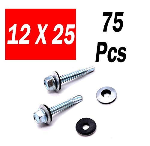 Rpi shop - 12 X 25 Self Drilling Screws Hex Head with rubber washer, Zinc Plated Pack Of 75 Pcs-image-33