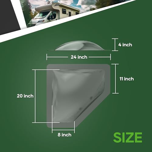 Image of RVGUARD RV Skylight Replacement, 11 inch x 24 inch Outer Dimension Skylight Fits All Standard 8 inch x 20 inch Openings, RV Skylight for Camper Trailer Fifth Wheel Truck, UV Resistant, Impact Resistant, Smoke