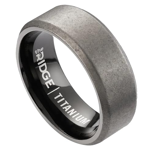 Image of The Ridge Tungsten Rings For Men - Mens Wedding Band - Strong, Durable, and Scratch-Resistant Beveled Ring With Silicone Band