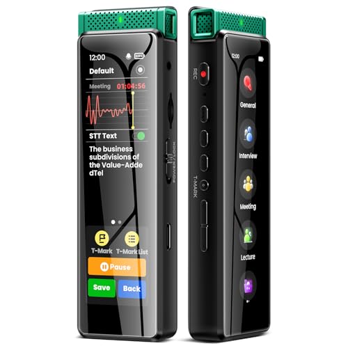 136GB Digital Voice Recorder with Playback, Innioasis R1 Full Touchscreen Voice Recorder with Bluetooth and Intelligent STT Transcription, Voice Activated Sound Audio Recorder Device with Mic (Green)