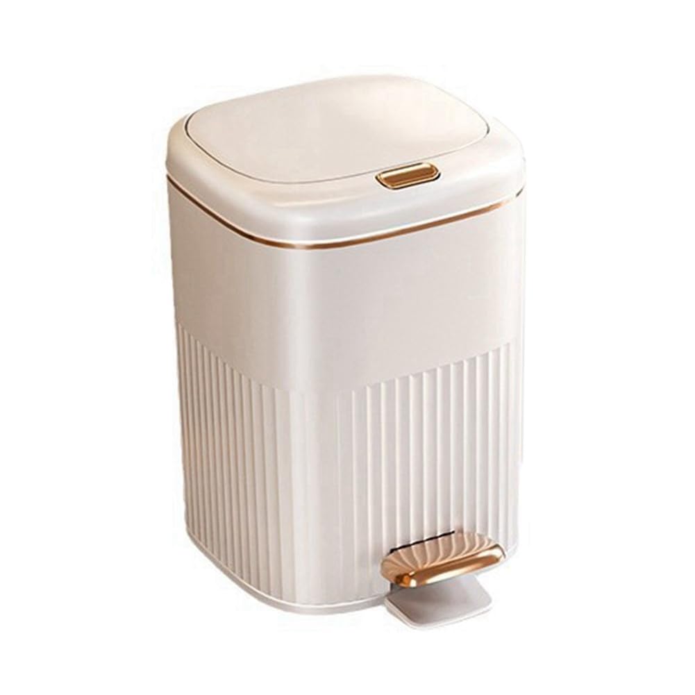 Cubo de basura con pedal de 10L para baño y cocina con tapa de prensa impermeable