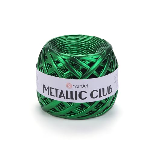 Image of YarnArt Metallic Club Yarn - Super Bulky T-Shirt Yarn, 100% Polyester, 6.35 oz (180g), 60 yds (55m), Shiny Multicolor Thread for Handbags, Chic Night Bags, and Crochet Projects (8115)